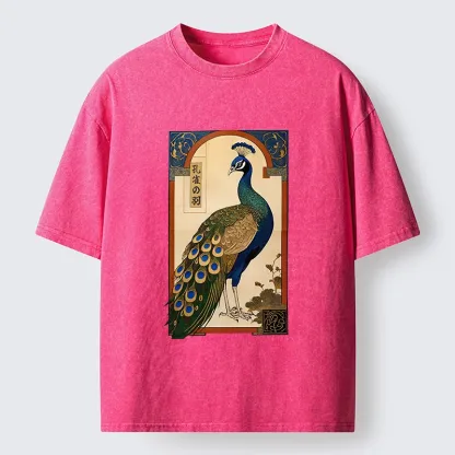 Tokyo‑Tiger Noble Peacock Art Washed T‑Shirt