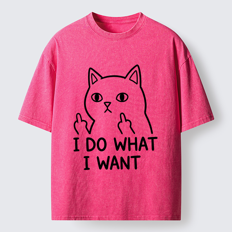 Tokyo-Tiger Funny Cat Freedom Vibe Washed T-Shirt