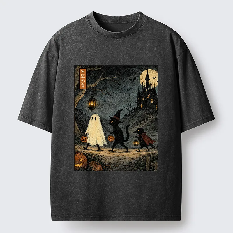 Tokyo-Tiger Vintage Halloween Crew Washed T-Shirt