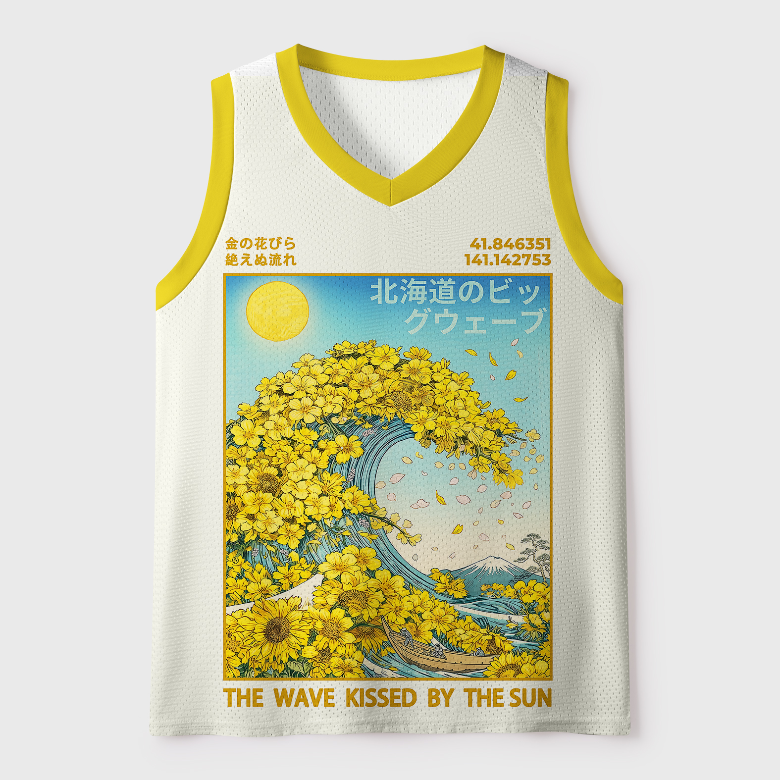 Tokyo-Tiger Golden Petal Wave Mesh Tank Top