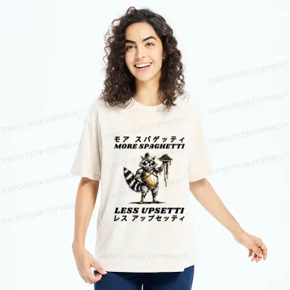 Tokyo-Tiger Armed Raccoon Eating Spaghetti Washed T-Shirt