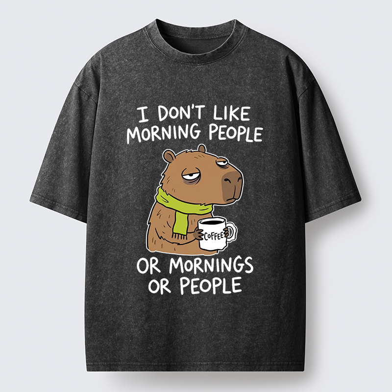 Tokyo-Tiger Funny Tired Morning Capybara Meme Washed T-Shirt