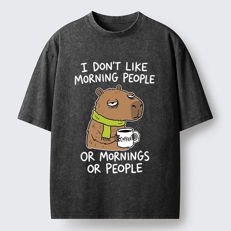 Tokyo-Tiger Funny Tired Morning Capybara Meme Washed T-Shirt