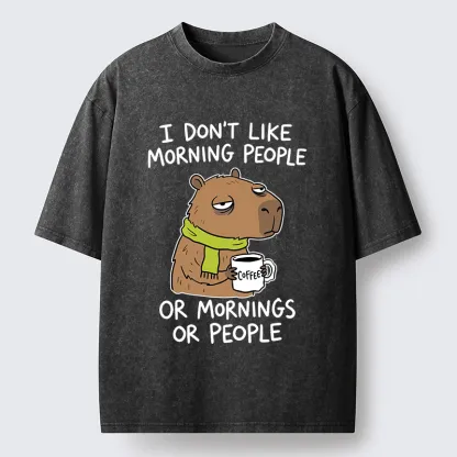 Tokyo-Tiger Funny Tired Morning Capybara Meme Washed T-Shirt