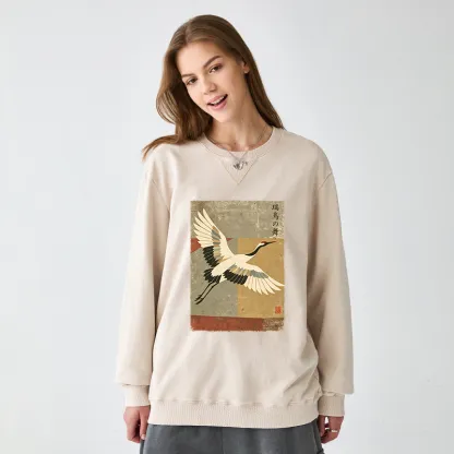Tokyo-Tiger Crane Spirit Washed Terry Sweatshirt