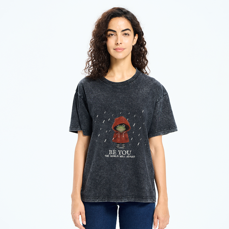 Tokyo-Tiger Brave Rain Frog Self Love Meme Washed T-Shirt