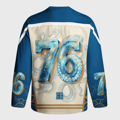Tokyo-Tiger Flying Cranes Golden Clouds Long-Sleeve Hockey Jersey