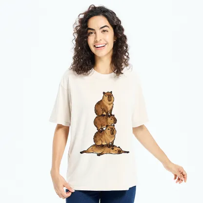 Tokyo-Tiger Chill Stack Capybara Meme Washed T-Shirt