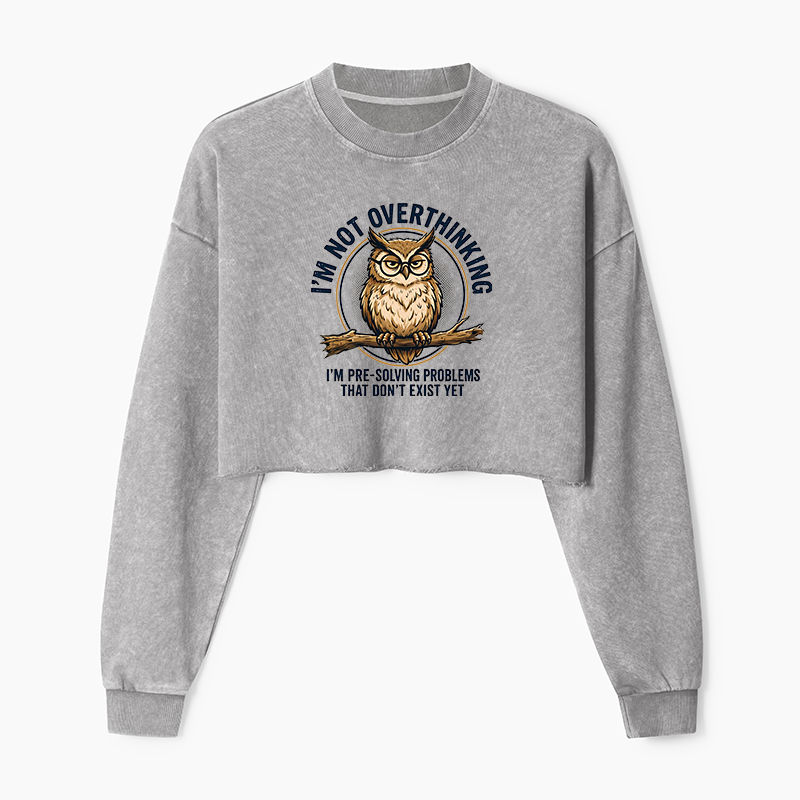 Tokyo-Tiger Overthink Master Owl Washed Crop Sweatshirt