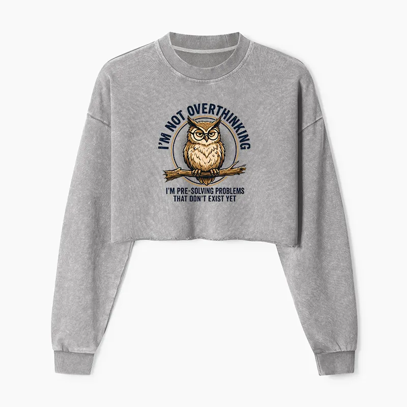 Tokyo-Tiger Overthink Master Owl Washed Crop Sweatshirt