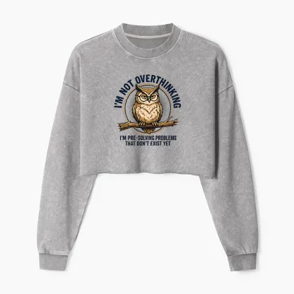 Tokyo-Tiger Overthink Master Owl Washed Crop Sweatshirt