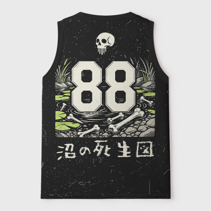 Tokyo-Tiger Mire Frog Skeleton Mesh Tank Top