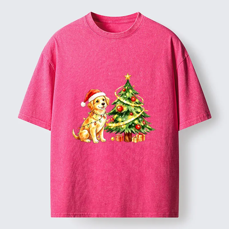 Tokyo‑Tiger Christmas Dog Vibe Washed T‑Shirt