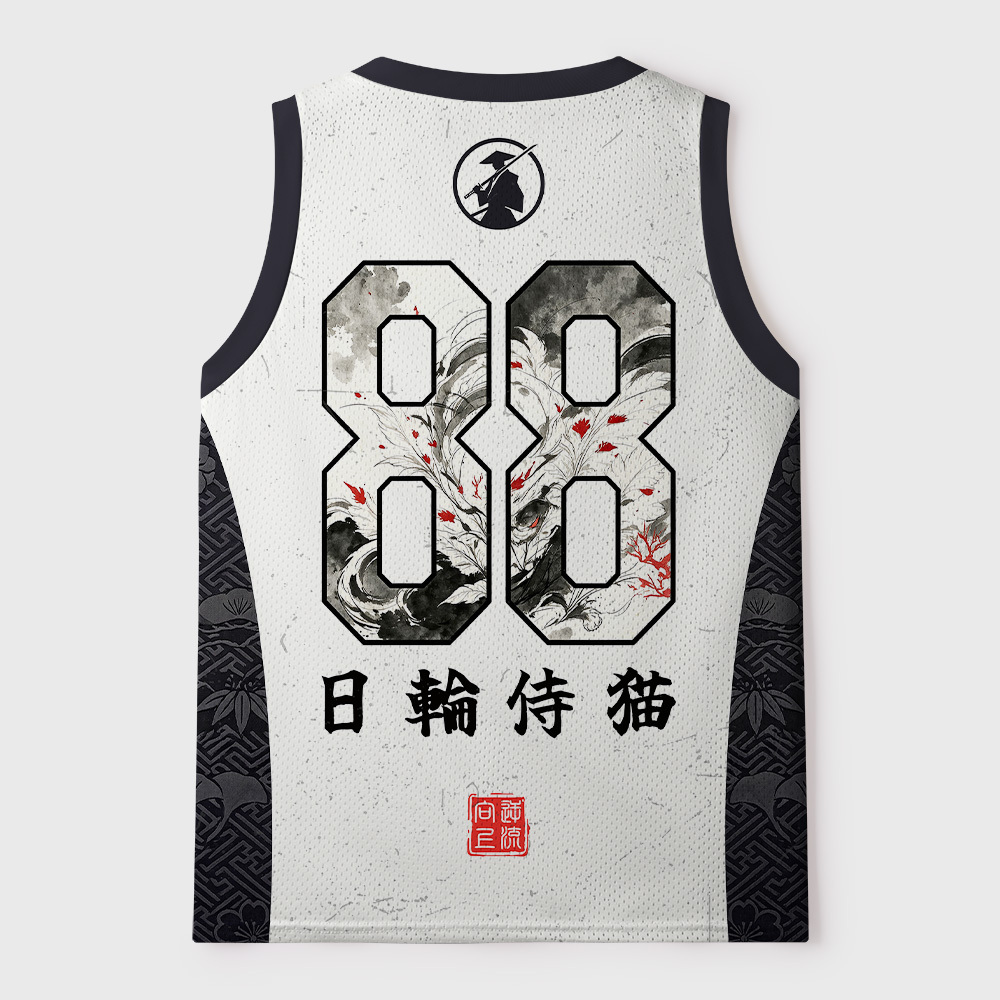 Tokyo-Tiger Japanese Sun Samurai Cat Mesh Tank Top