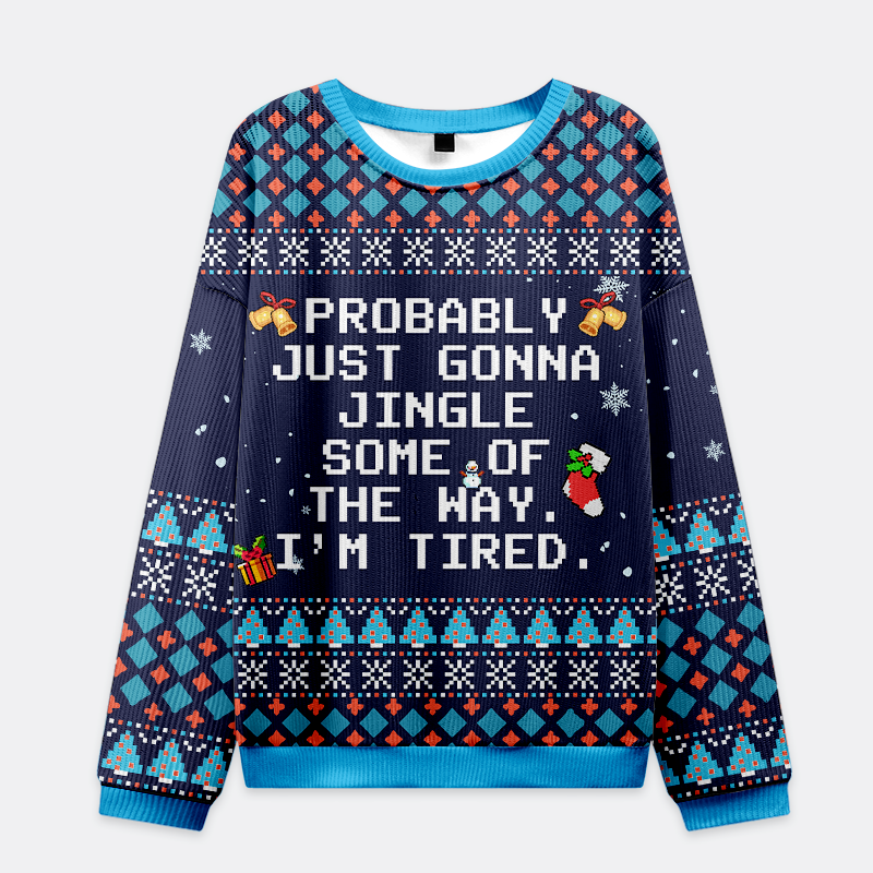 Tokyo-Tiger Too Tired to Fully Jingle Christmas Ugly Sweatshirt