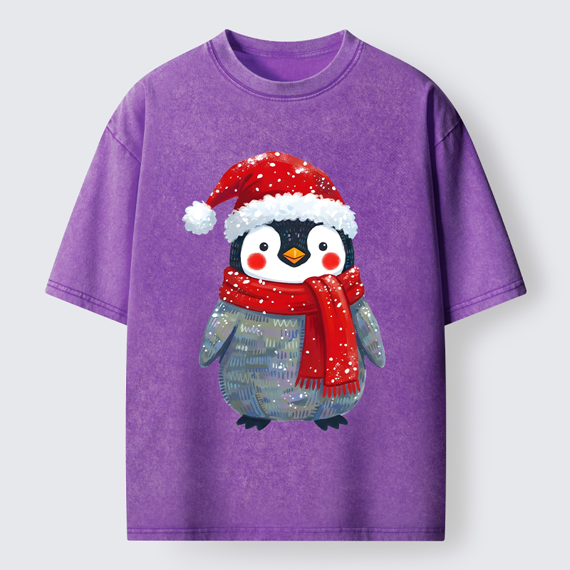 Tokyo-Tiger Cute Christmas Penguin Meme Washed T-Shirt