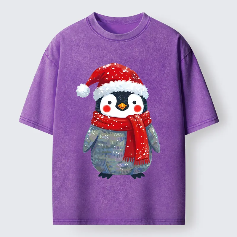 Tokyo-Tiger Cute Christmas Penguin Meme Washed T-Shirt