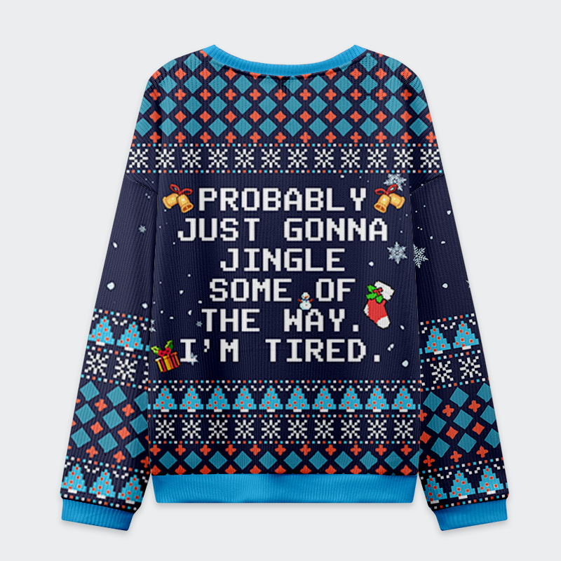 Tokyo-Tiger Too Tired to Fully Jingle Christmas Ugly Sweatshirt