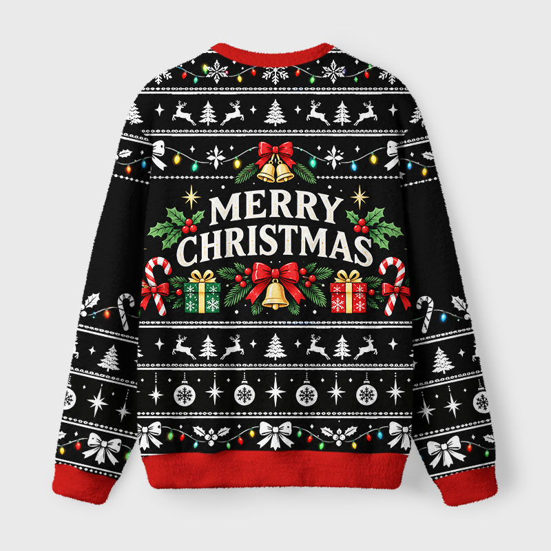 Tokyo-Tiger Christmas Ball Napping Cat Fuzzy Christmas Ugly Sweatshirt