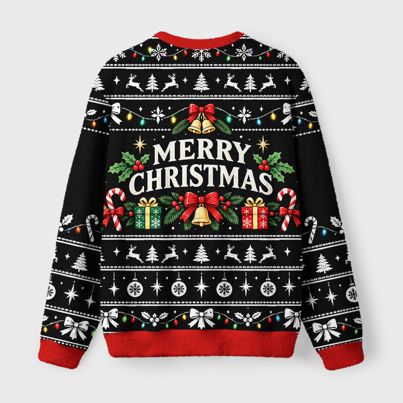 Tokyo-Tiger Christmas Ball Napping Cat Fuzzy Christmas Ugly Sweatshirt