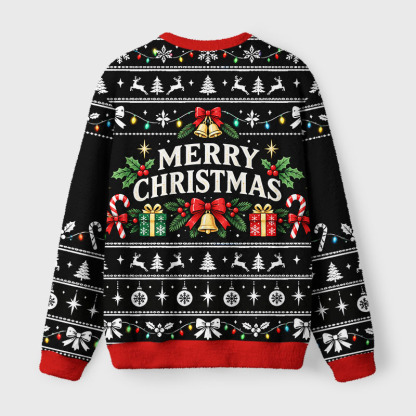 Tokyo-Tiger Christmas Ball Napping Cat Fuzzy Christmas Ugly Sweatshirt