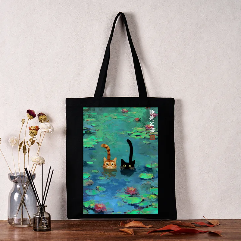 Tokyo-Tiger Funny Cats Swimming In Lilies Tote Bag