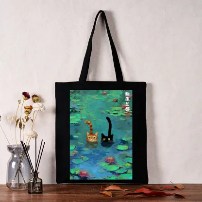 Tokyo-Tiger Funny Cats Swimming In Lilies Tote Bag
