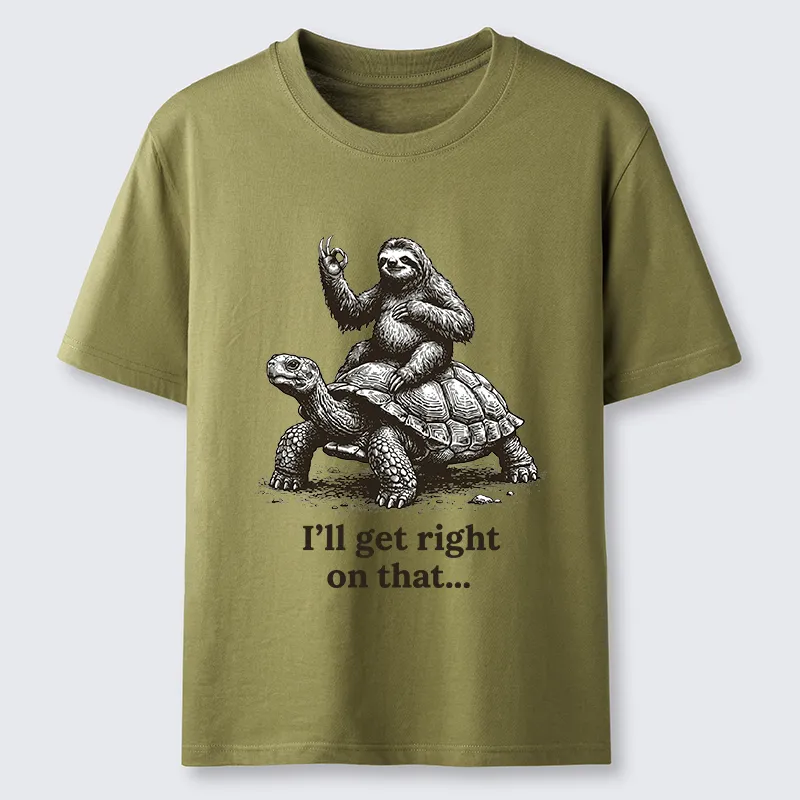 Tokyo-Tiger Sloth On Turtle Slow Friends Funny Meme Classic T-Shirt
