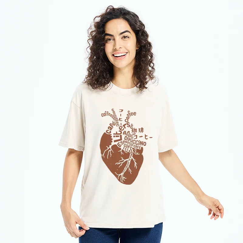 Tokyo-Tiger Coffee Heart Washed T-Shirt