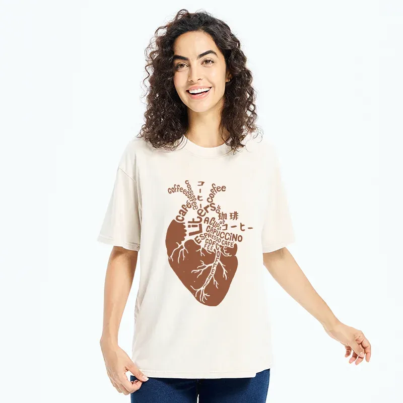 Tokyo-Tiger Coffee Heart Washed T-Shirt