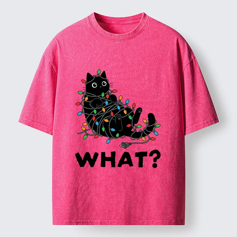 Tokyo-Tiger Cute Christmas Black Cat Meme Washed T-Shirt