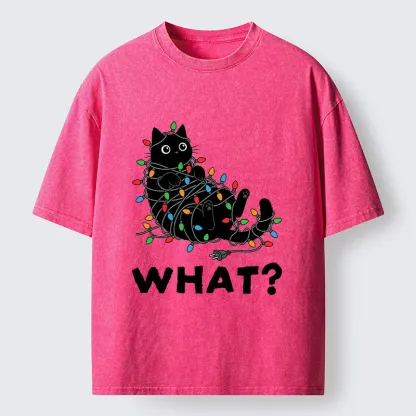 Tokyo-Tiger Cute Christmas Black Cat Meme Washed T-Shirt