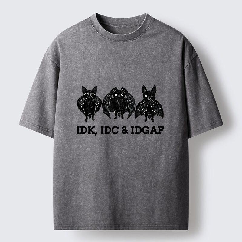 Tokyo-Tiger Three Wise Bats Funny Meme Washed T-Shirt