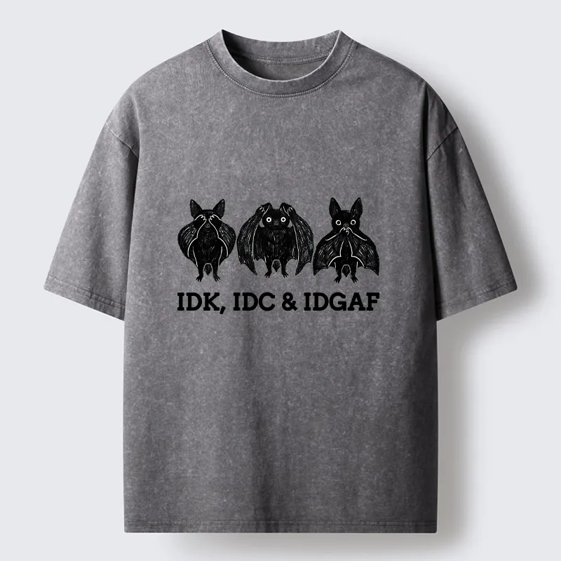 Tokyo-Tiger Three Wise Bats Funny Meme Washed T-Shirt