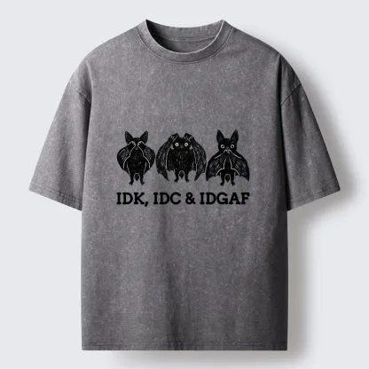 Tokyo-Tiger Three Wise Bats Funny Meme Washed T-Shirt