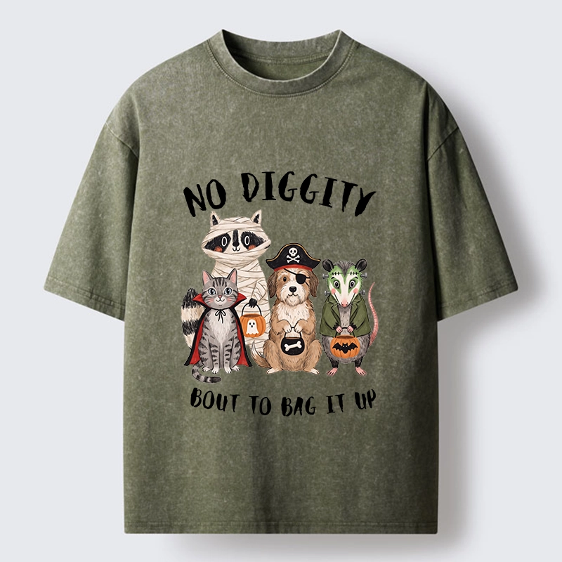 Tokyo‑Tiger Funny Halloween Crew Washed T‑Shirt