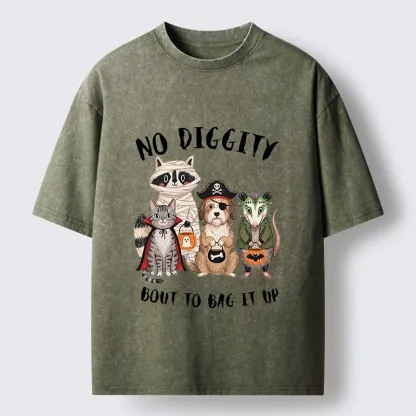 Tokyo‑Tiger Funny Halloween Crew Washed T‑Shirt