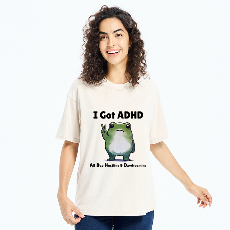 Tokyo-Tiger Frog With ADHD Funny Washed T-Shirt