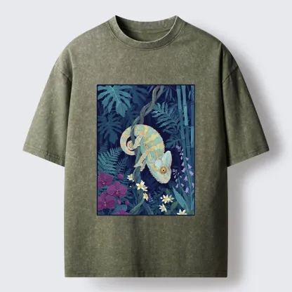 Tokyo-Tiger Jungle Chameleon Washed T-Shirt