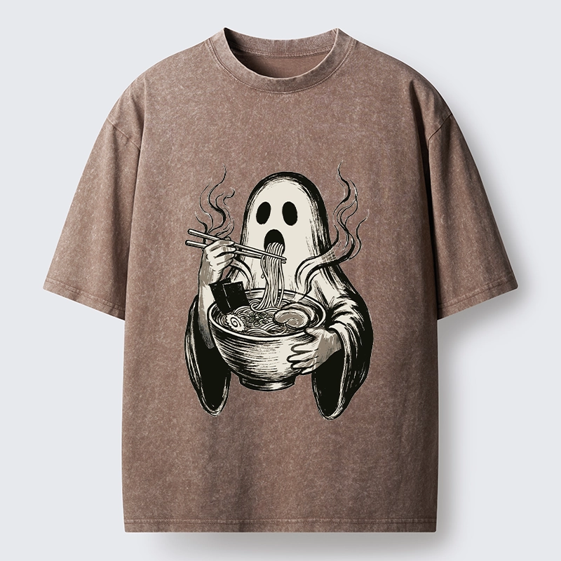 Tokyo‑Tiger Funny Ghost Ramen Washed T‑Shirt