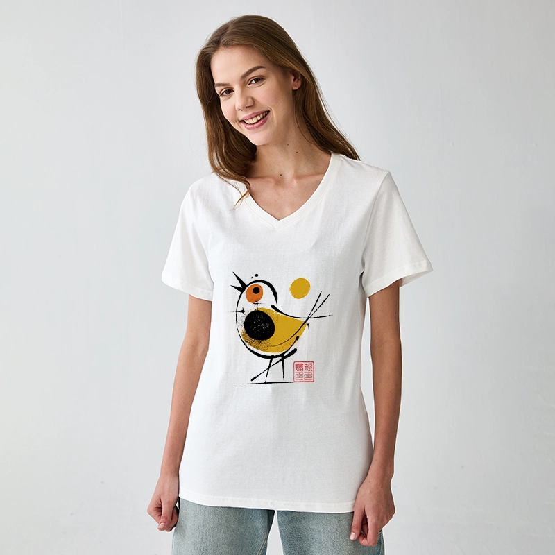 Tokyo-Tiger Aesthetic Yellow And Black Bird V-Neck Classic T-Shirt