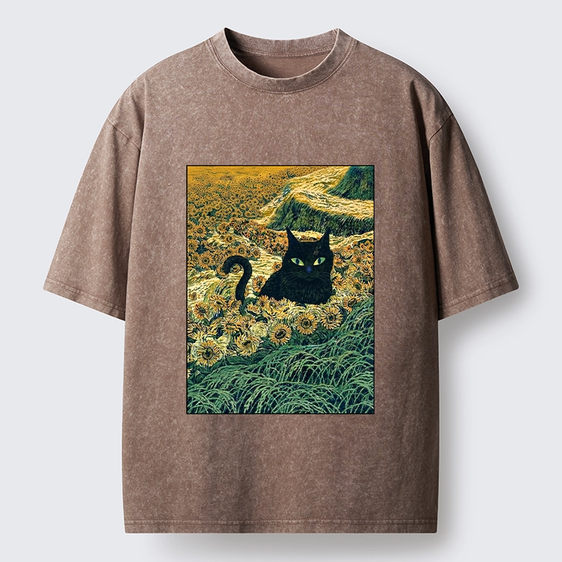 Tokyo‑Tiger Van Gogh Black Cat Washed T‑Shirt