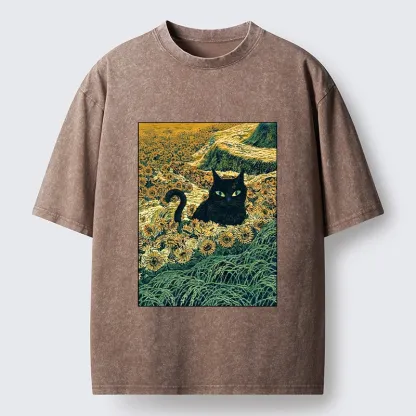 Tokyo‑Tiger Van Gogh Black Cat Washed T‑Shirt