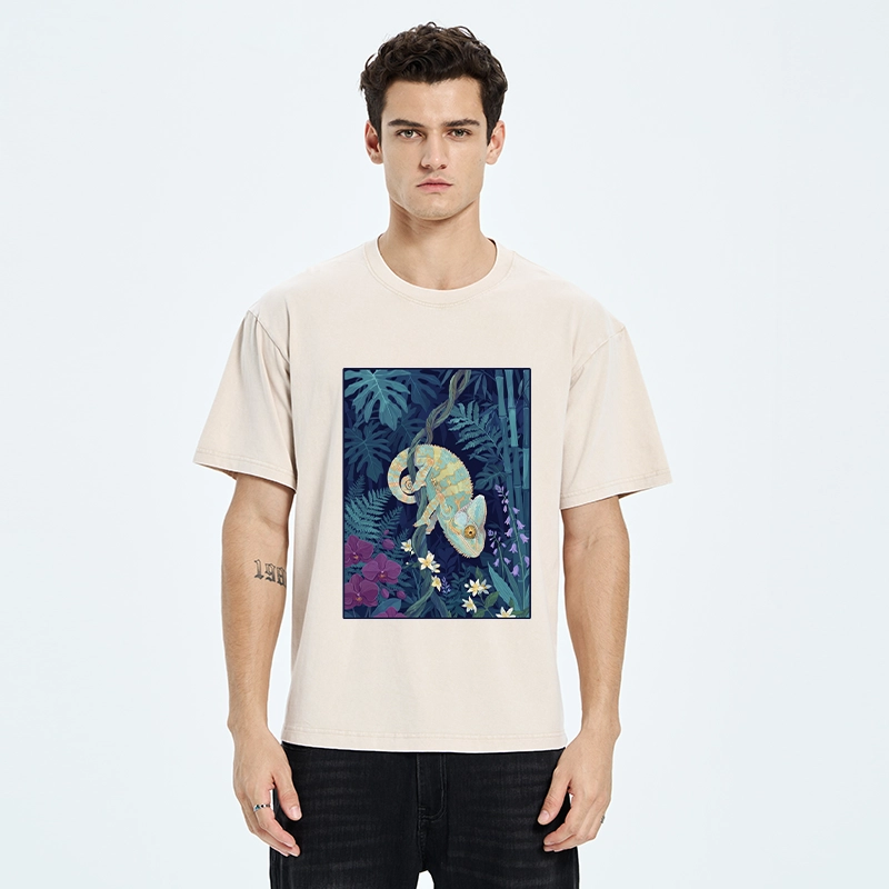 Tokyo-Tiger Jungle Chameleon Washed T-Shirt