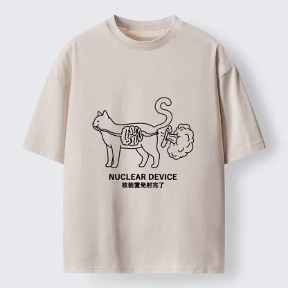 Tokyo‑Tiger Funny Nuclear Cat Meme Washed T‑Shirt
