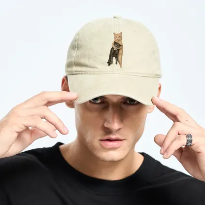 Tokyo-Tiger Orange Cat’s Tight Embrace Washed Cap