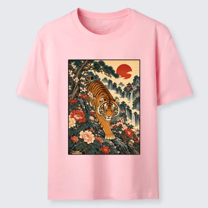 Tokyo-Tiger Vintage Ukiyo Wild Tiger Floral Graphic Classic T-Shirt