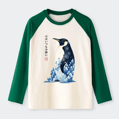 Tokyo-Tiger Keep Calm Penguin Raglan Long Sleeve T-shirt
