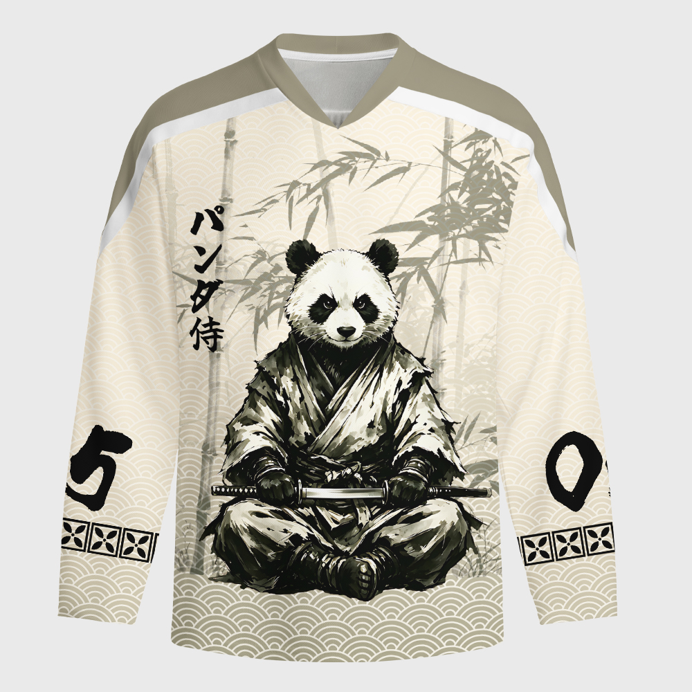 Tokyo-Tiger Samurai Panda Warrior Long-Sleeve Hockey Jersey