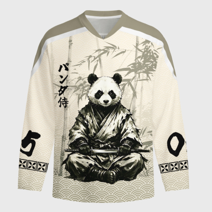 Tokyo-Tiger Samurai Panda Warrior Long-Sleeve Hockey Jersey